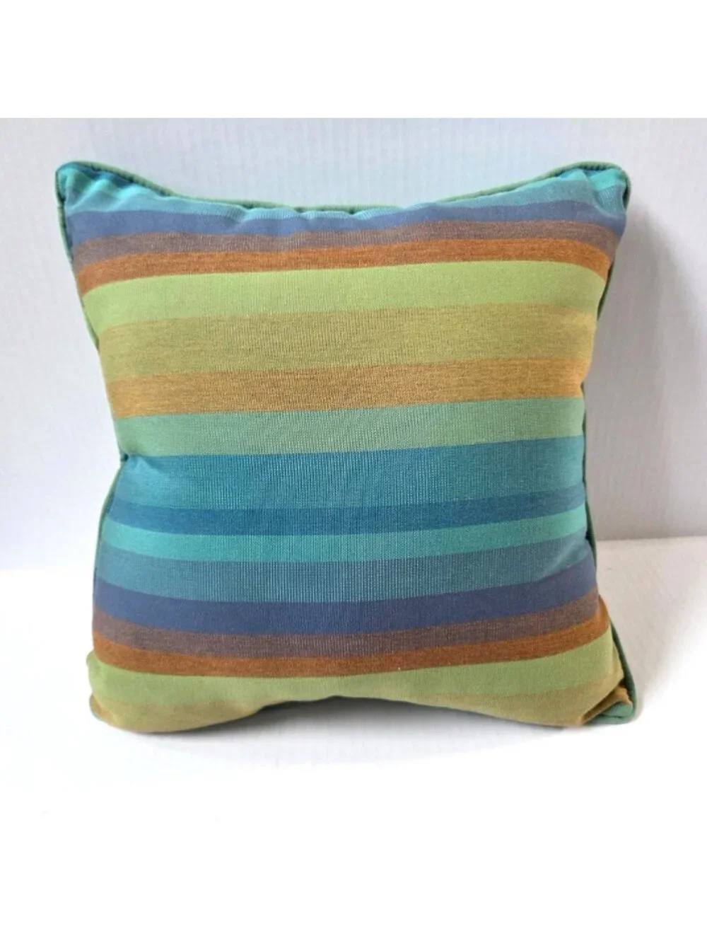Sunbrella Pillow Astoria Lagoon Blue Green Stripe Outdoor Beach Patio 16
